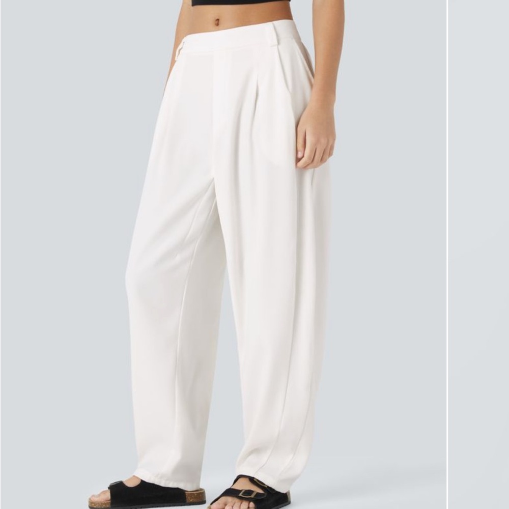 HALARA Elegant White Wide Leg Pants